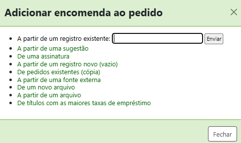 Adicionar itens ao pedido