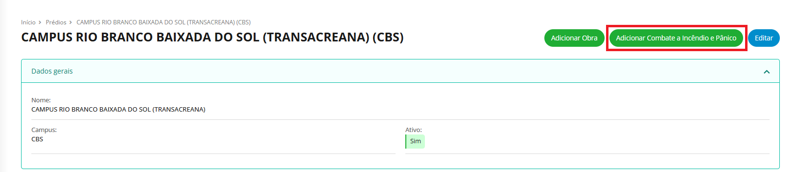 Módulo de Prédios e Salas