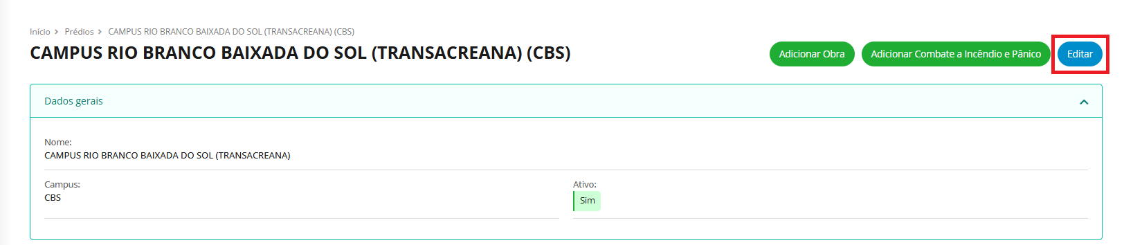 Módulo de Prédios e Salas