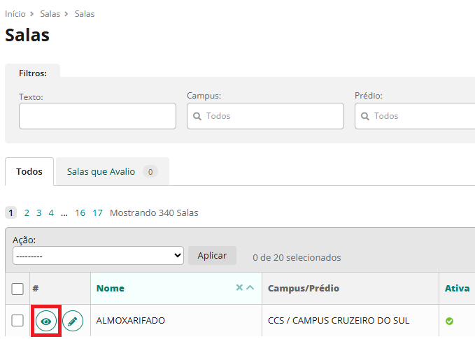 Botão Visualizar Sala