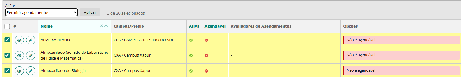 Escolha da Ação de Edição em Lote