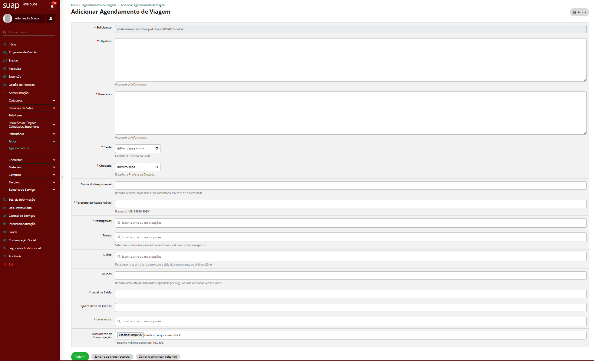 Formulário de Agendamento de Viagem