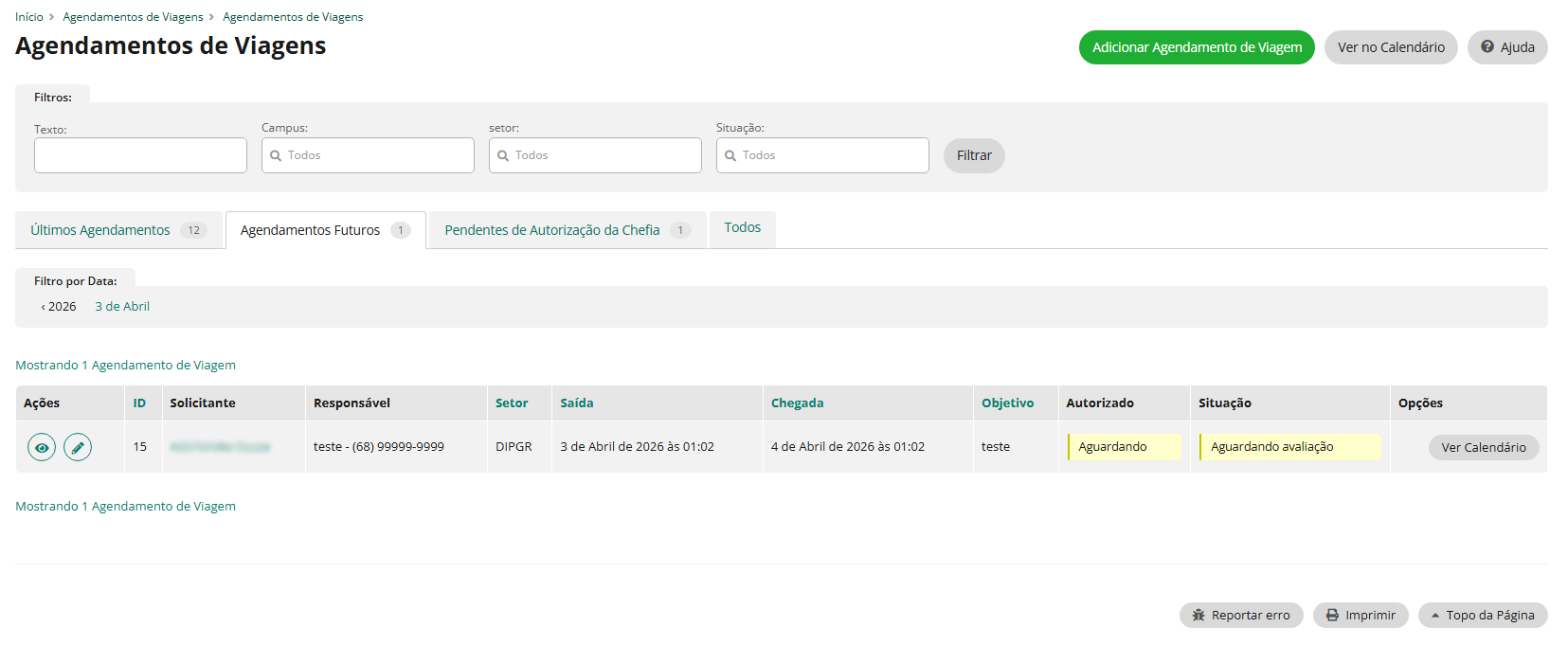 Tela de Agendamentos Futuros