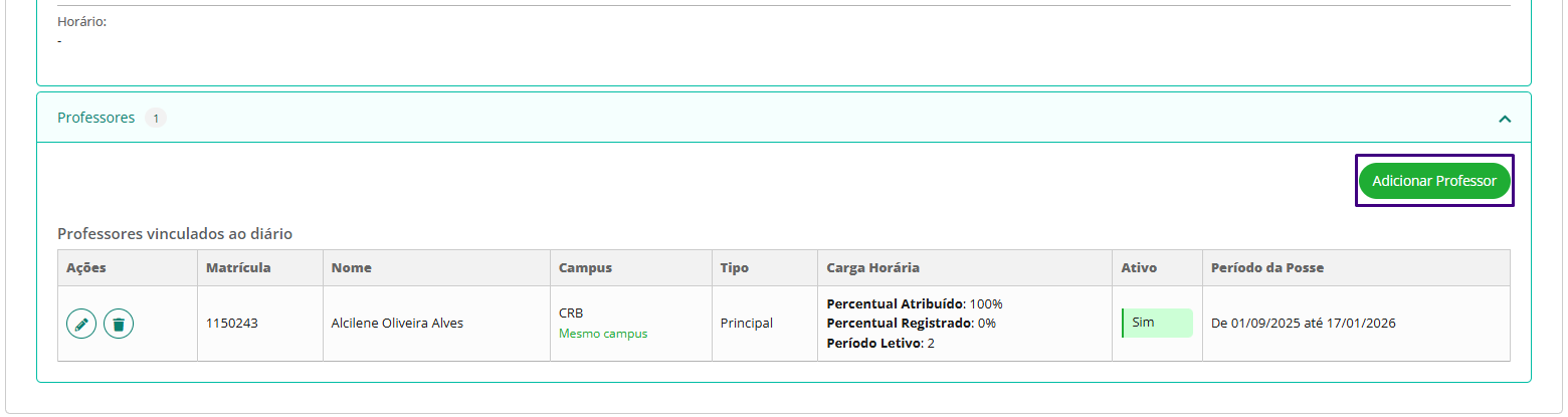 Adicionar Professor
