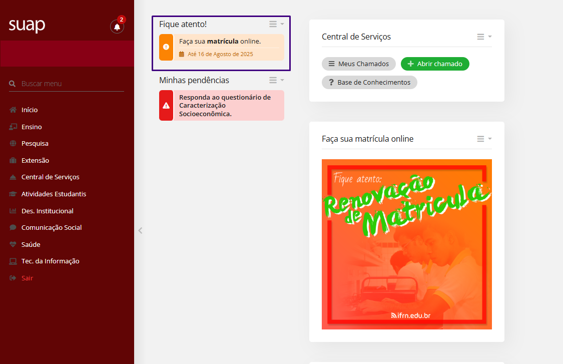 Card Faça sua matrícula online