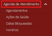 Submenu Agenda de Atendimento destacado