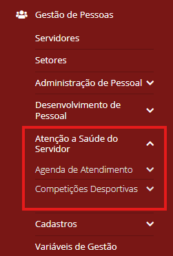 Submenu Atenção a Saúde do Servidor destacado
