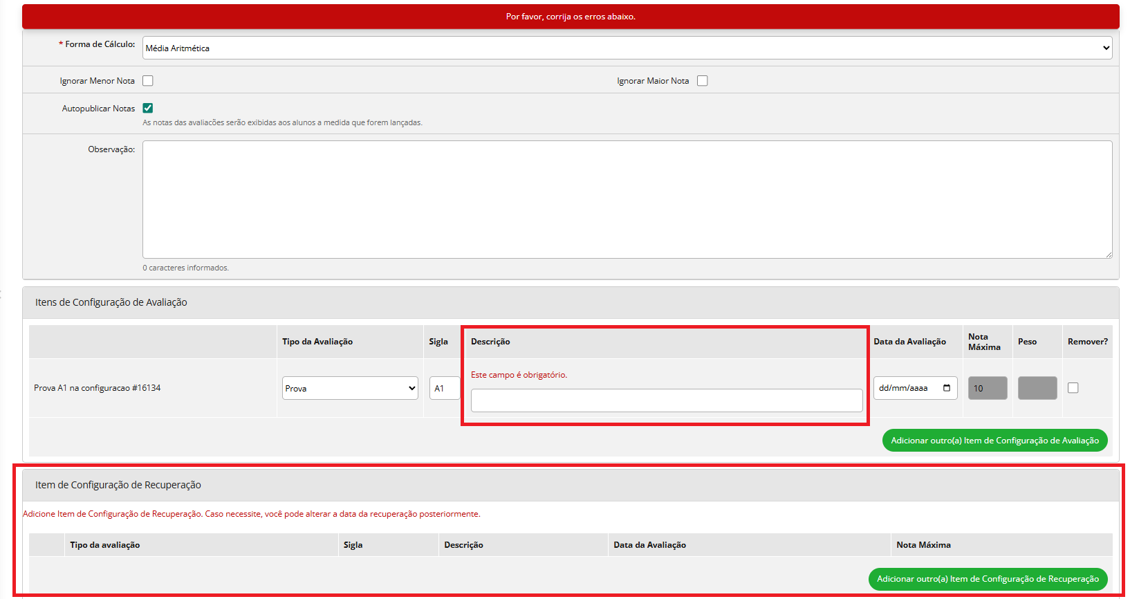 Tela Inicial do Módulo Meus Diários